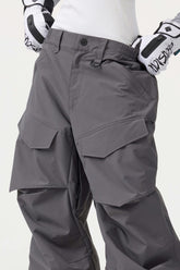 Pantalones de nieve holgados, resistentes y utilitarios, de color gris oscuro, para mujer